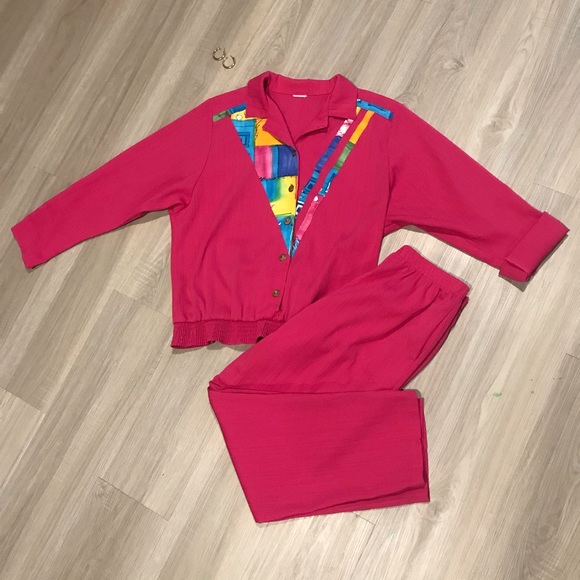 ⚡️Vintage Hot Pink Two Piece Button Down Set ⚡️ - Picture 1 of 11